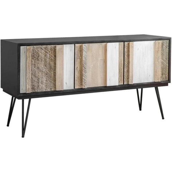 Large Two - Tone Brown SolidWood & Iron Base Sideboard - LOOMLAN - LH Imports - Sideboards