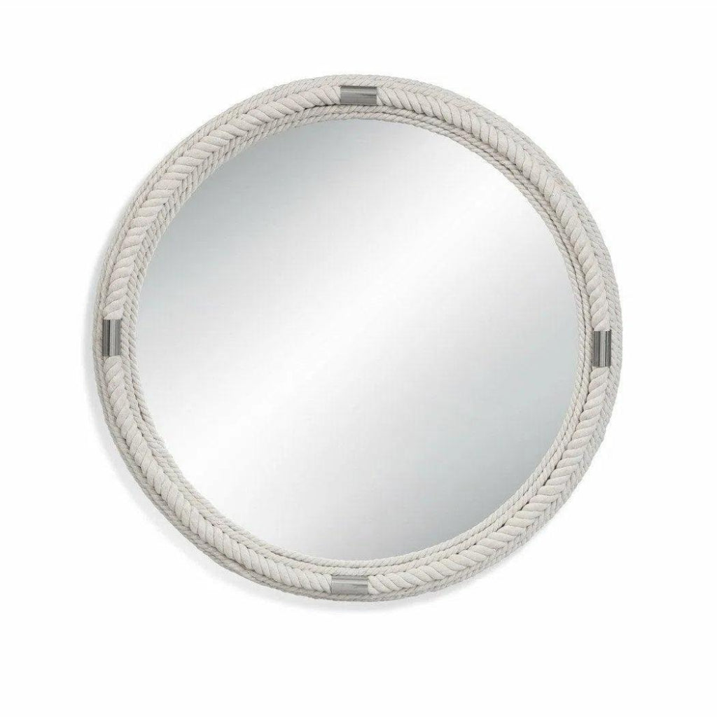 Largo 36" Round White Rope Wall Mirror - LOOMLAN - Bassett Mirror - Wall Mirrors