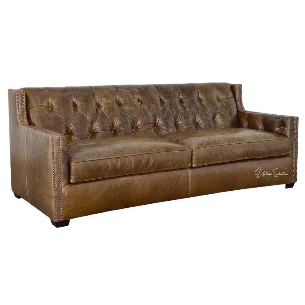 Leather Sofa - 90 Henry Grain Leather Couch - LOOMLAN - Uptown Sebastian - Sofas & Loveseats