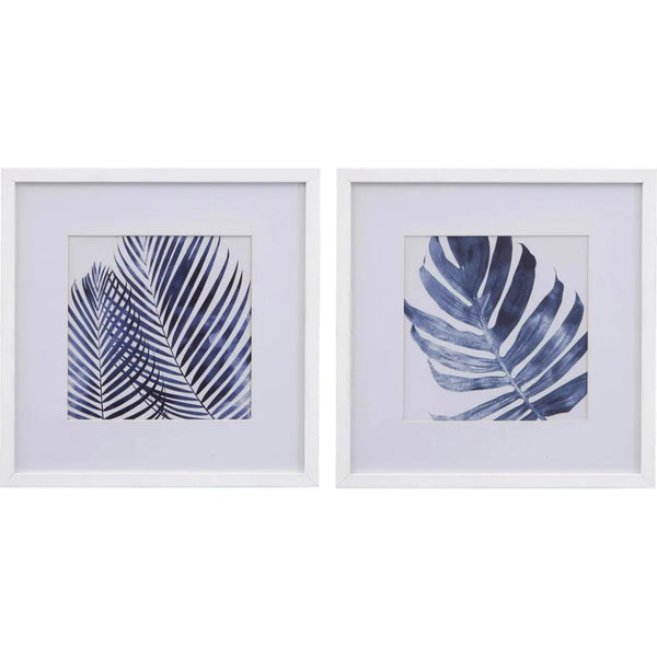 Leaves Blue Wall Art (2 Piece Set) - LOOMLAN - Bassett Mirror - Canvas Art