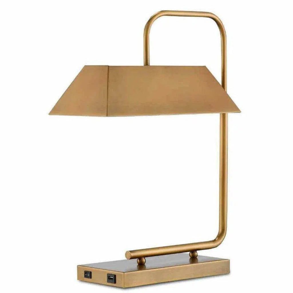 Light Antique Brass Hoxton Brass Table Lamp - LOOMLAN - Currey & Co - Table Lamps