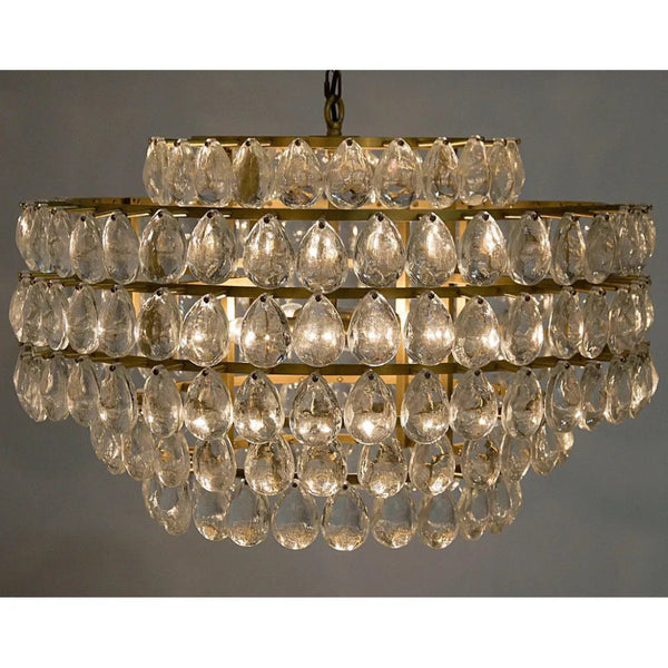 Linden Metal & Crystal Chandelier Antique Brass - LOOMLAN - Noir - Chandeliers
