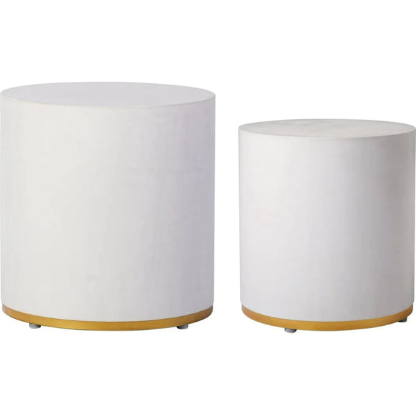 Linea Ring Accent Table Set - White Outdoor End Tables - LOOMLAN - Seasonal Living - Outdoor Side Tables