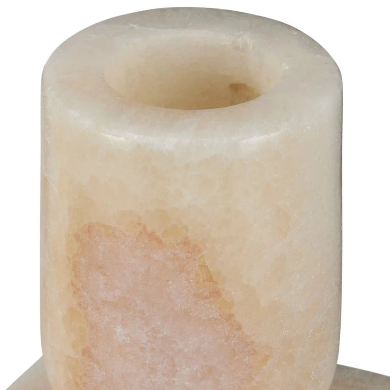 Lithos Modern Onyx Ivory Candle Holder 2PC - LOOMLAN - Currey & Co - Candle Holders