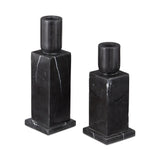 Lithos Modern Onyx Ivory Candle Holder 2PC - LOOMLAN - Currey & Co - Candle Holders
