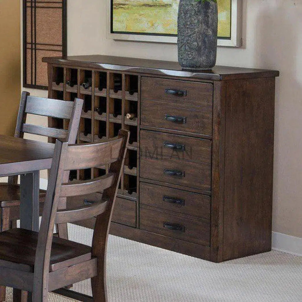 Live Edge Wine Cabinet Drawers Home Bar Serving Station - LOOMLAN - Sunny D - Home Bar Cabinets