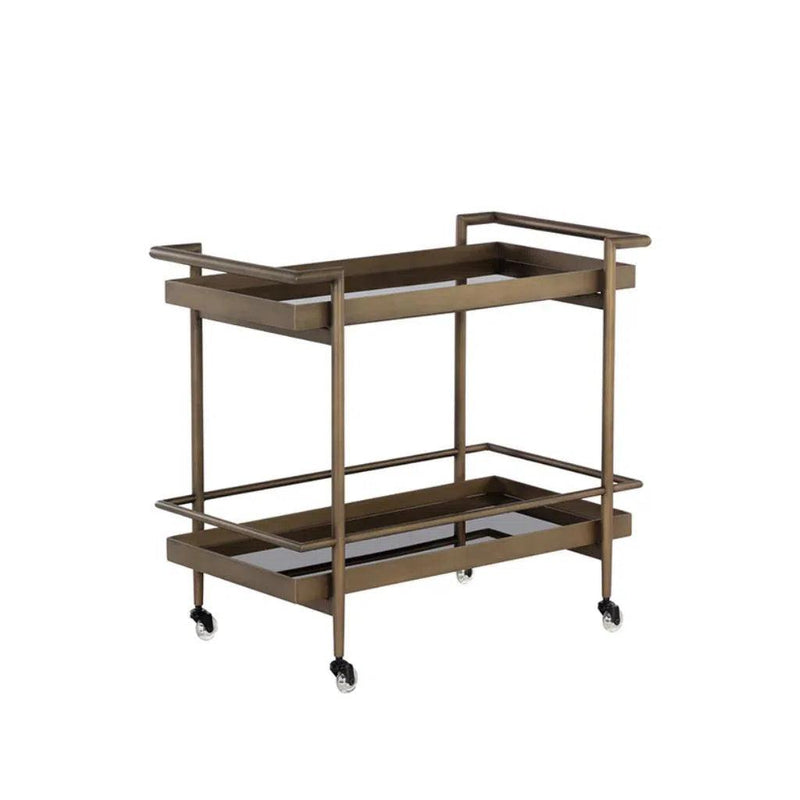 Livingston Steel Framed Glass Bar Cart - LOOMLAN - SUNPAN - Home Bar Carts