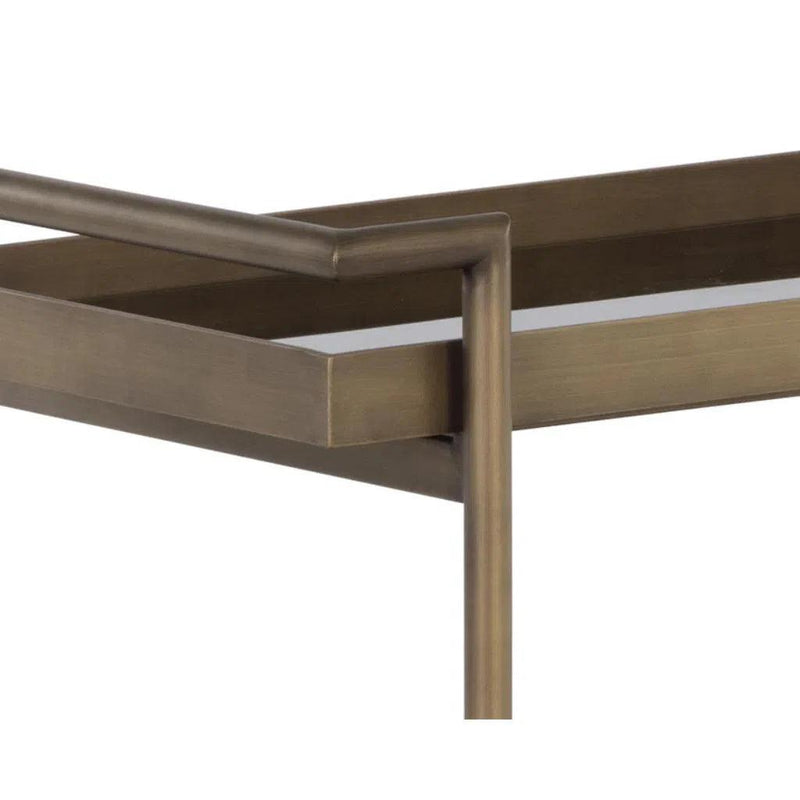 Livingston Steel Framed Glass Bar Cart - LOOMLAN - SUNPAN - Home Bar Carts