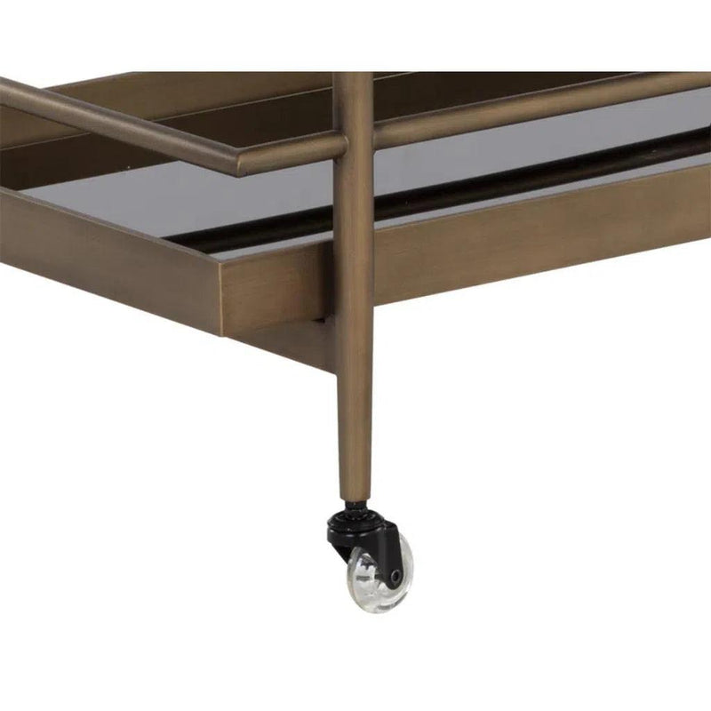 Livingston Steel Framed Glass Bar Cart - LOOMLAN - SUNPAN - Home Bar Carts
