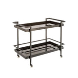 Livingston Steel Framed Glass Bar Cart - LOOMLAN - SUNPAN - Home Bar Carts
