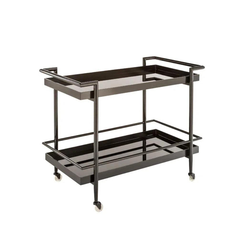 Livingston Steel Framed Glass Bar Cart - LOOMLAN - SUNPAN - Home Bar Carts