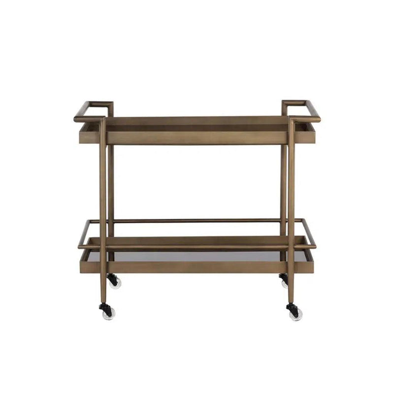 Livingston Steel Framed Glass Bar Cart - LOOMLAN - SUNPAN - Home Bar Carts