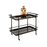 Livingston Steel Framed Glass Bar Cart - LOOMLAN - SUNPAN - Home Bar Carts