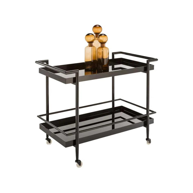 Livingston Steel Framed Glass Bar Cart - LOOMLAN - SUNPAN - Home Bar Carts
