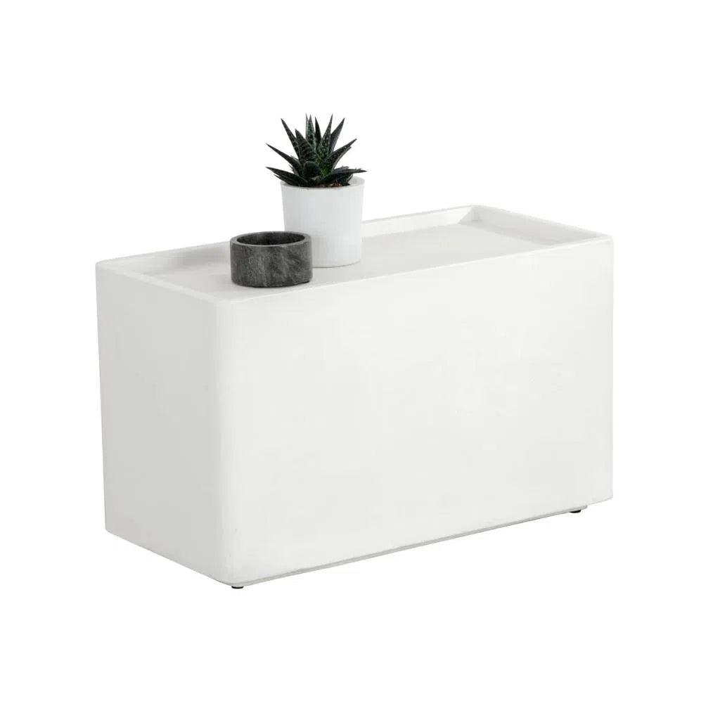 Liza Concrete Outodoor Rectangular Side Table - LOOMLAN - Outdoor Side Tables