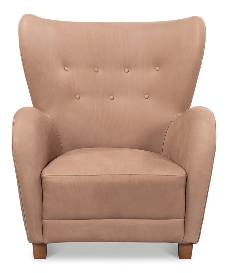 Lombard Wing Leather Chair - LOOMLAN - Sarreid - Club Chairs