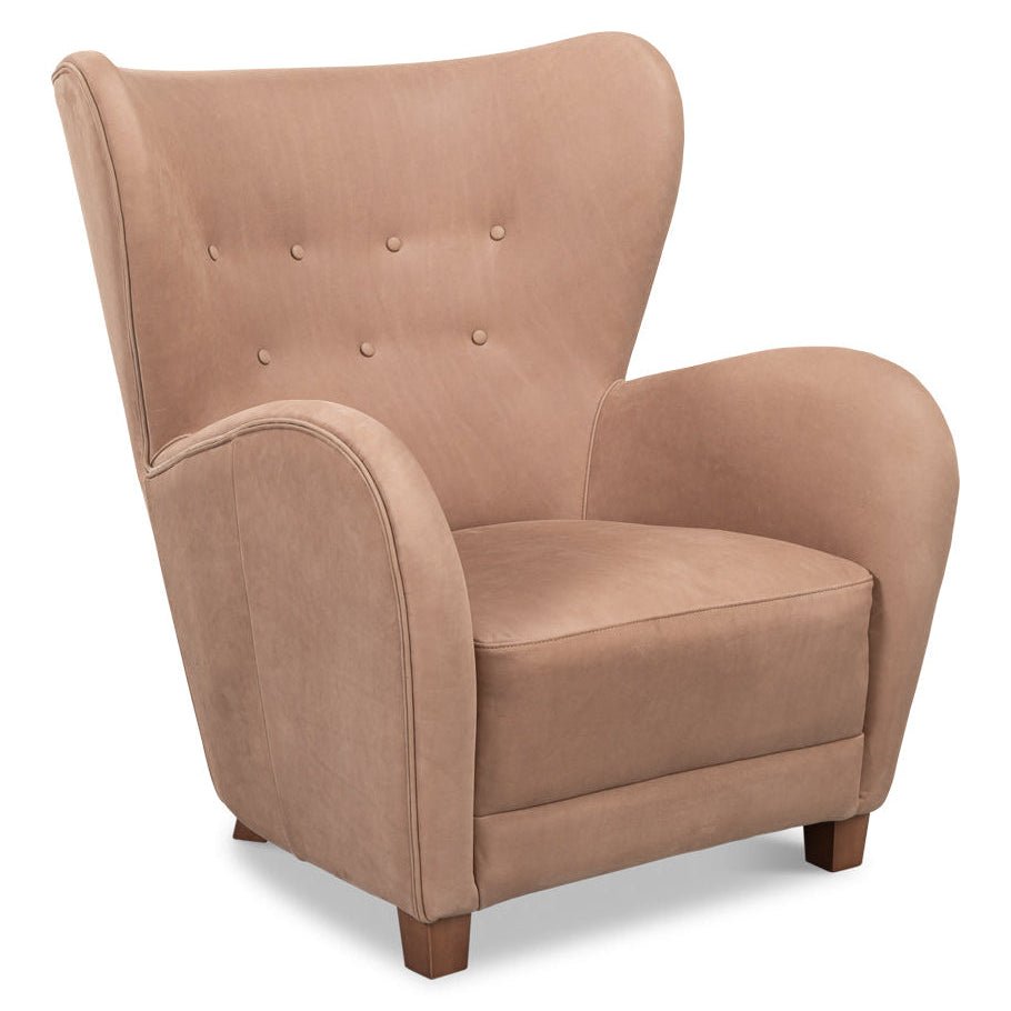 Lombard Wing Leather Chair - LOOMLAN - Sarreid - Club Chairs