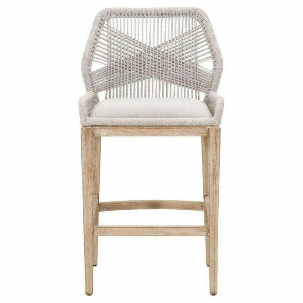 Loom Barstool Taupe & White Flat Rope - LOOMLAN - Essentials For Living - Bar Stools