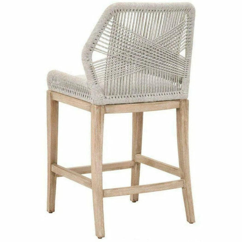 Loom Barstool Taupe & White Flat Rope - LOOMLAN - Essentials For Living - Bar Stools