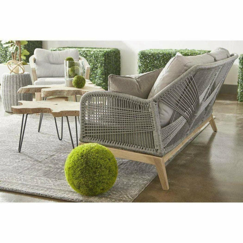 Loom Outdoor 79" Sofa Platinum Rope Gray Teak Wood - LOOMLAN - Essentials For Living - Outdoor Sofas & Loveseats