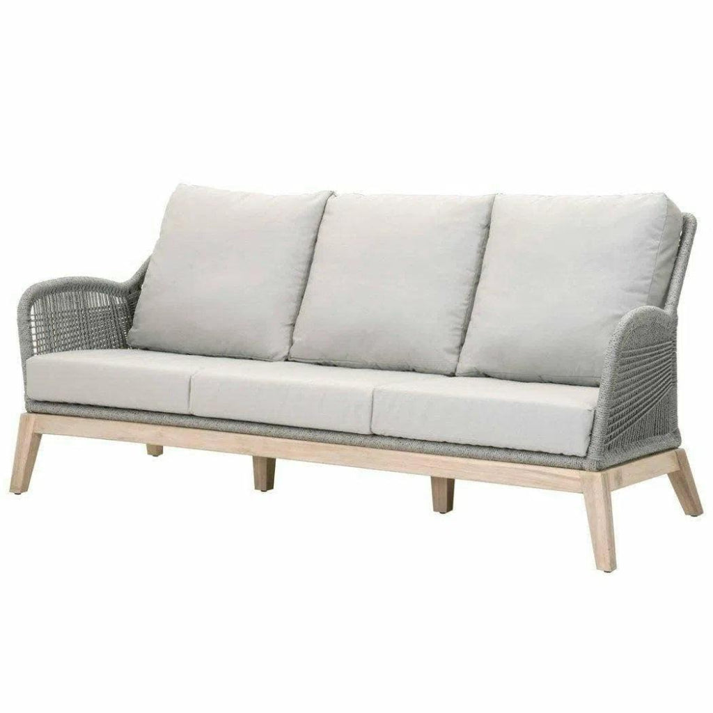 Loom Outdoor 79" Sofa Platinum Rope Gray Teak Wood - LOOMLAN - Essentials For Living - Outdoor Sofas & Loveseats