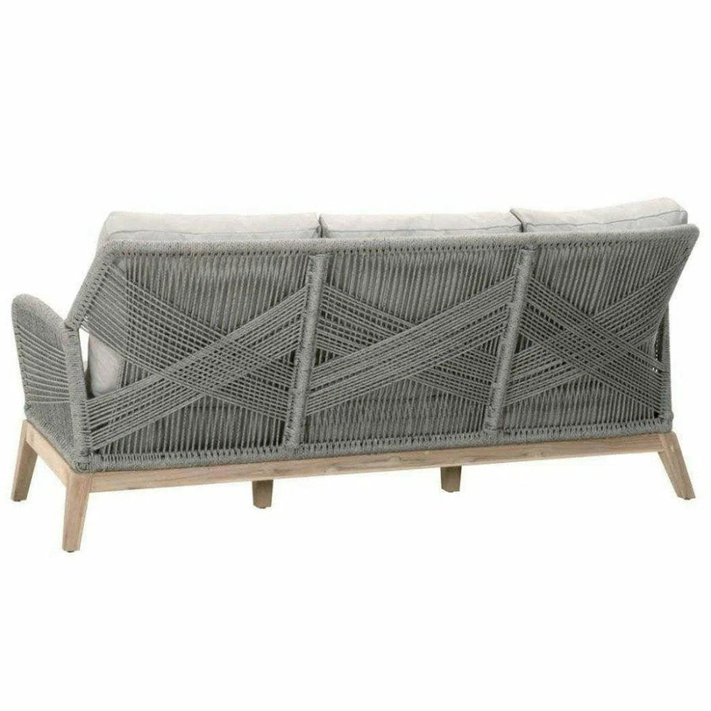 Loom Outdoor 79" Sofa Platinum Rope Gray Teak Wood - LOOMLAN - Essentials For Living - Outdoor Sofas & Loveseats