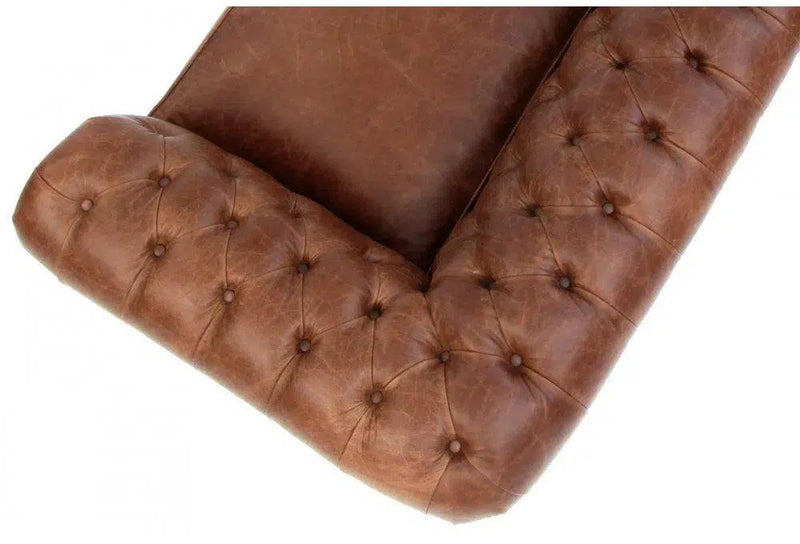 108" Caramel Brown Leather Chesterfield Sofa Made to Order Sofas & Loveseats LOOMLAN By Uptown Sebastian