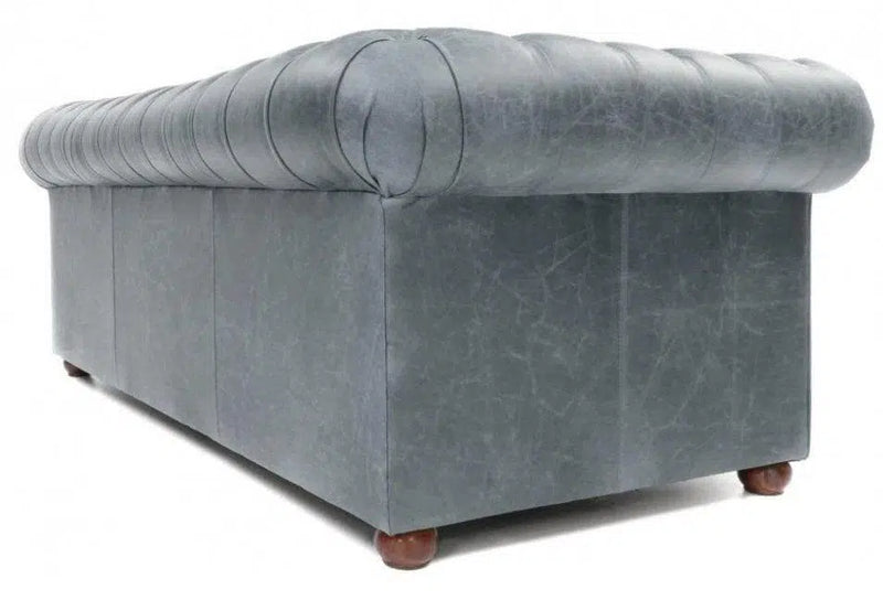 108" Slate Grey Chesterfield Leather Sofa Sofas & Loveseats LOOMLAN By Uptown Sebastian