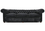 108" Vintage Black Chesterfield Leather Sofa Made to Order Sofas & Loveseats LOOMLAN By Uptown Sebastian