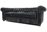 108" Vintage Black Chesterfield Leather Sofa Made to Order Sofas & Loveseats LOOMLAN By Uptown Sebastian