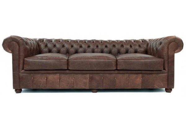 108" Vintage Brown Leather Chesterfield Sofa Made to Order Sofas & Loveseats LOOMLAN By Uptown Sebastian