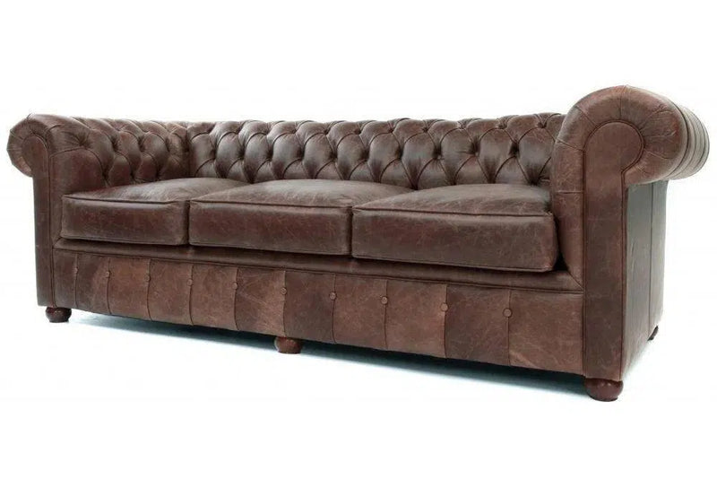 108" Vintage Brown Leather Chesterfield Sofa Made to Order Sofas & Loveseats LOOMLAN By Uptown Sebastian