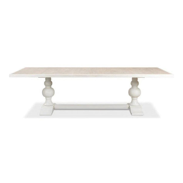 108 White Rectangular Trestle Dining Table for 8 People Dining Tables LOOMLAN By Sarreid