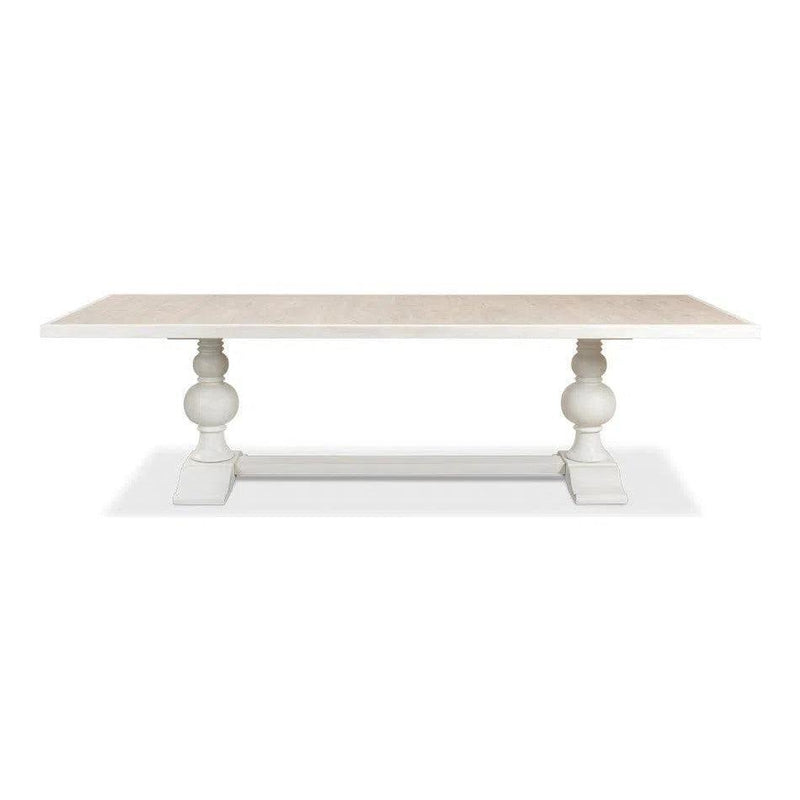 108 White Rectangular Trestle Dining Table for 8 People Dining Tables LOOMLAN By Sarreid