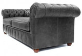 108" Wide Vintage Gray Chesterfield Leather Sofa Custom Made Sofas & Loveseats LOOMLAN By Uptown Sebastian