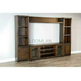 112" Entertainment Wall Unit For TV Up to 72" With Bookcase Entertainment Wall Unit LOOMLAN By Sunny D