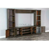 112" Entertainment Wall Unit For TV Up to 72" With Bookcase Entertainment Wall Unit LOOMLAN By Sunny D