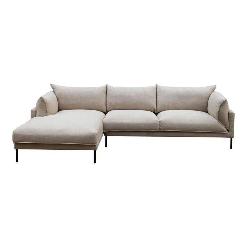 112 Inch Sectional Left Sandy Beige Grey Scandinavian Sectionals LOOMLAN By Moe's Home