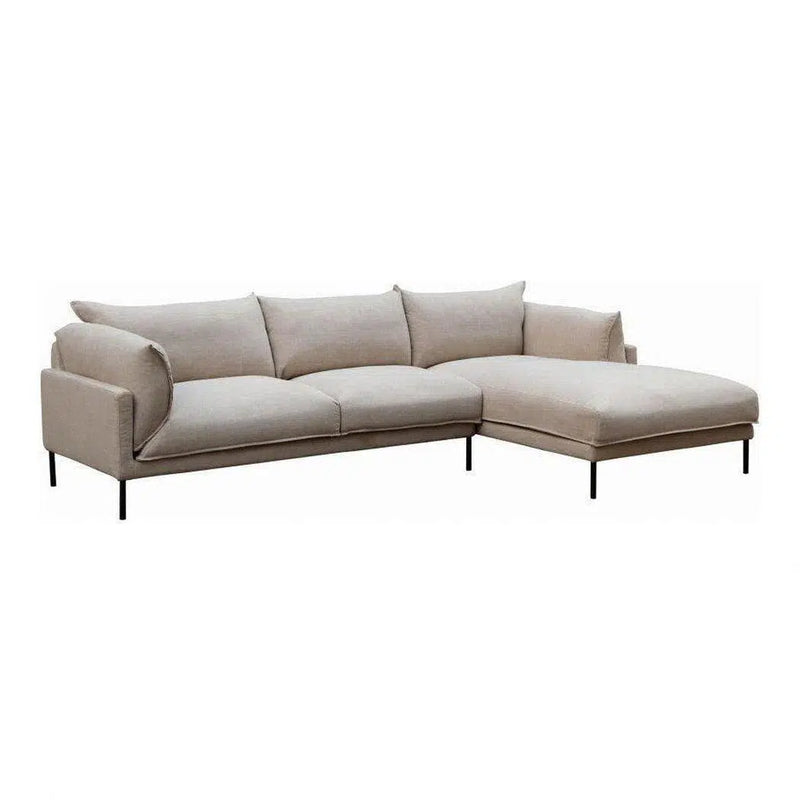 112 Inch Sectional Right Sandy Beige Scandinavian Sectionals LOOMLAN By Moe's Home