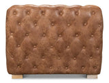 112" Long Tufted Leather Stanley Sofa Tan Sofas & Loveseats LOOMLAN By Sarreid