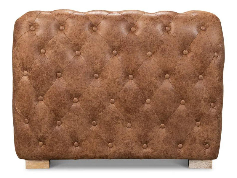 112" Long Tufted Leather Stanley Sofa Tan Sofas & Loveseats LOOMLAN By Sarreid