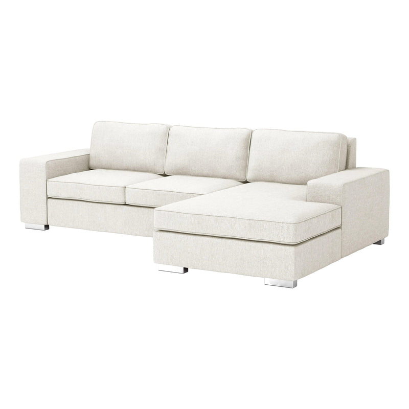 113" Wide and 67" Deep Durable Polyester Brickell Sectional White Sectionals LOOMLAN By Zuo Modern