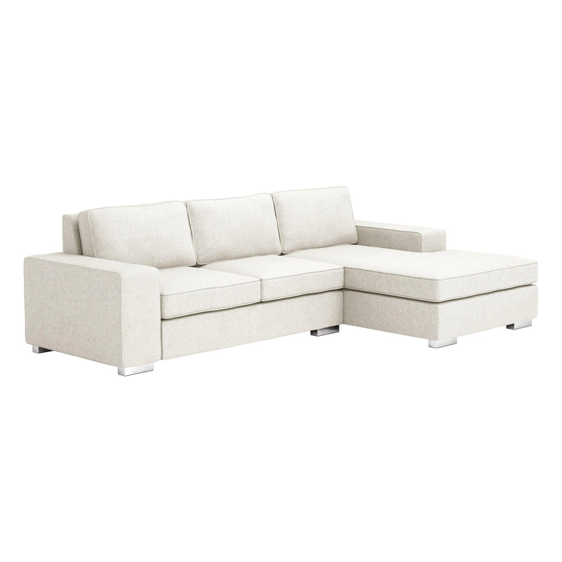 113" Wide and 67" Deep Durable Polyester Brickell Sectional White Sectionals LOOMLAN By Zuo Modern