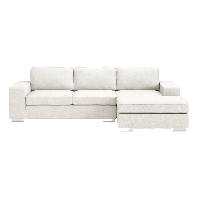 113" Wide and 67" Deep Durable Polyester Brickell Sectional White Sectionals LOOMLAN By Zuo Modern