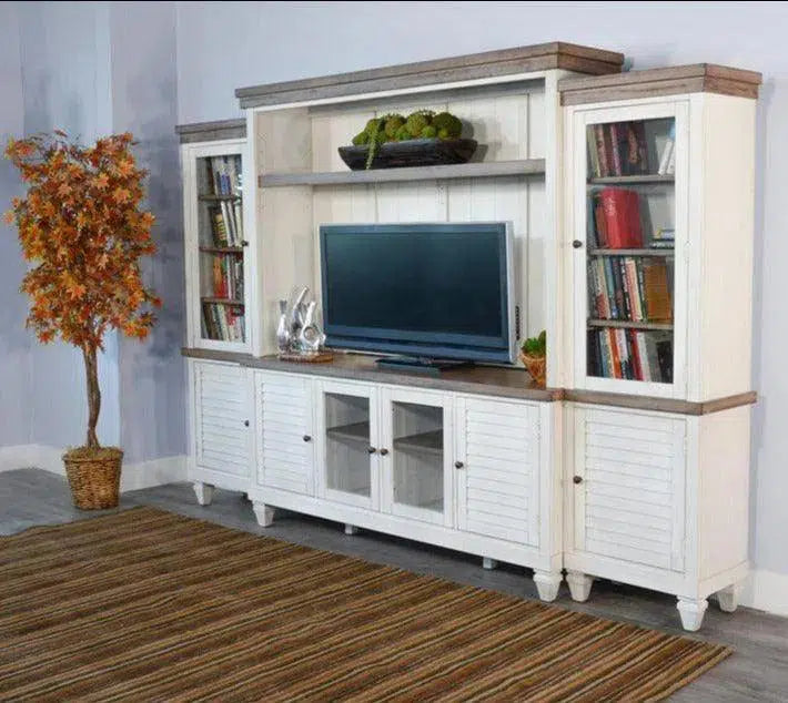 119" Entertainment Wall Unit With Light TV Stand White Modern Entertainment Wall Unit LOOMLAN By Sunny D