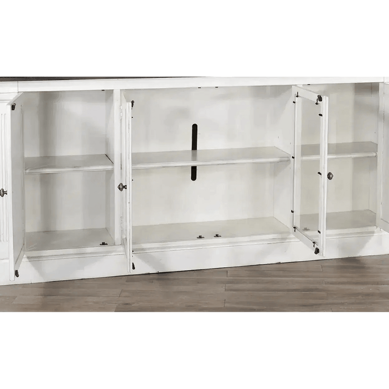 124" Entertainment Wall Unit TV Stand Media Console White Entertainment Wall Unit LOOMLAN By Sunny D