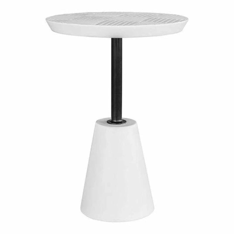 13.25 Inch Outdoor Accent Table White Contemporary Outdoor Side Tables LOOMLAN By Moe's Home