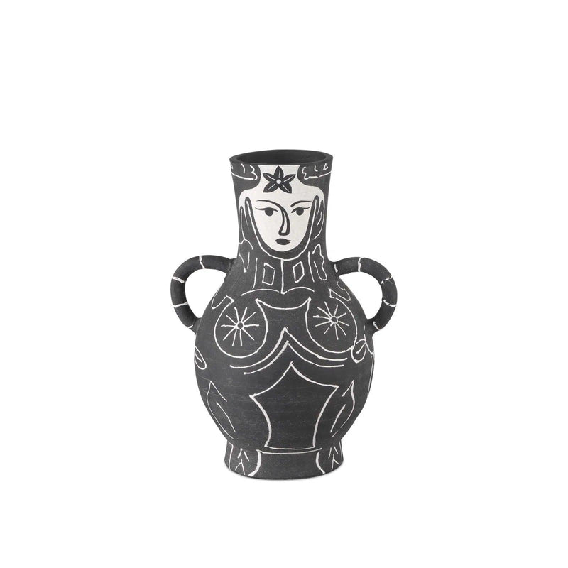 13.5 in. Saint-Paul-de-Vence Terracotta Black Vase Vases & Jars LOOMLAN By Currey & Co