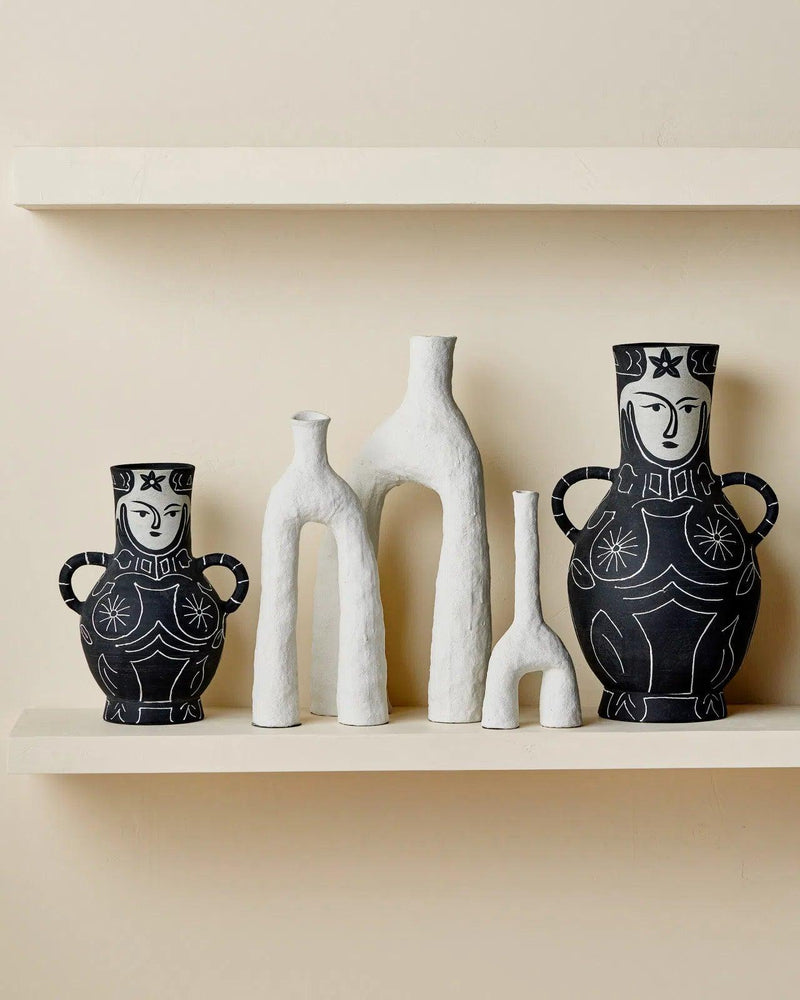 13.5 in. Saint-Paul-de-Vence Terracotta Black Vase Vases & Jars LOOMLAN By Currey & Co