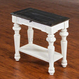 13" Narrow White and Distressed Black Wood Accent End Table Side Tables LOOMLAN By Sunny D